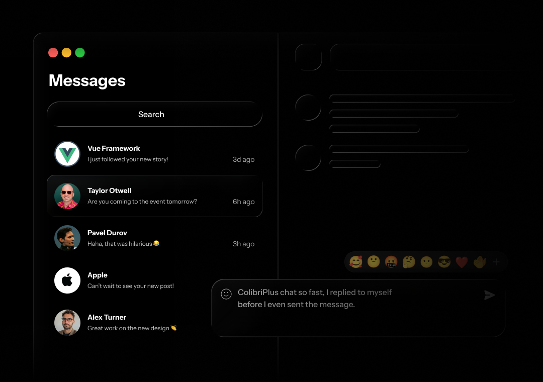 Chats & Groups - Real-time messaging with typing indicators, reactions, media sharing, and instant notifications